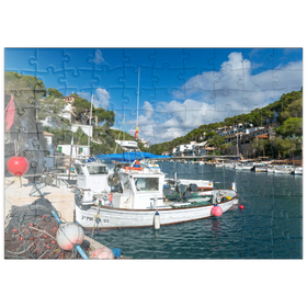 Darstellung des Puzzle Motivs Fischerhafen von Cala Figuera, Mallorca, Balearen, Spanien - Puzzleteile: 100