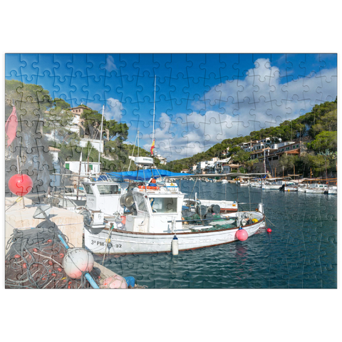 puzzleplate Fischerhafen von Cala Figuera, Mallorca, Balearen, Spanien 200 Puzzle
