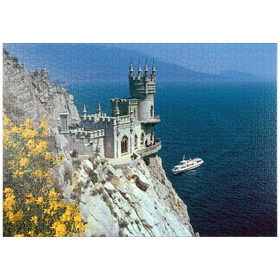 Darstellung des Puzzle-Motivs Felsenschloss Schalbennest bei Jalta, Halbinsel Krim, Ukraine – Puzzleteile: 1000