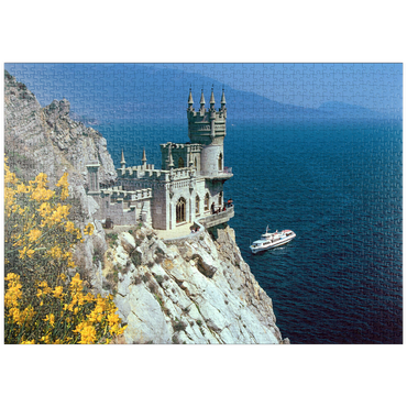 puzzleplate Felsenschloss Schalbennest bei Jalta, Halbinsel Krim, Ukraine 1000 Puzzle