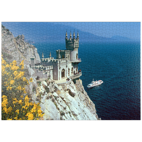 puzzleplate Felsenschloss Schalbennest bei Jalta, Halbinsel Krim, Ukraine 1000 Puzzle