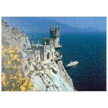 puzzleplate Felsenschloss Schalbennest bei Jalta, Halbinsel Krim, Ukraine 100 Puzzle