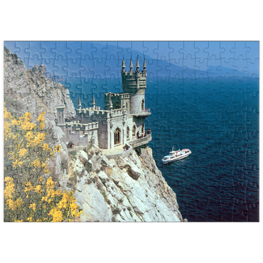 puzzleplate Felsenschloss Schalbennest bei Jalta, Halbinsel Krim, Ukraine 200 Puzzle