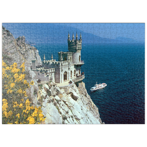 puzzleplate Felsenschloss Schalbennest bei Jalta, Halbinsel Krim, Ukraine 500 Puzzle