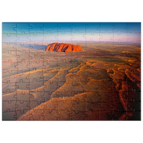 Darstellung des Puzzle Motivs Luftaufnahme mit Blick zum Uluru, Uluru-Kata-Tjuta National Park, Australien - Puzzleteile: 100
