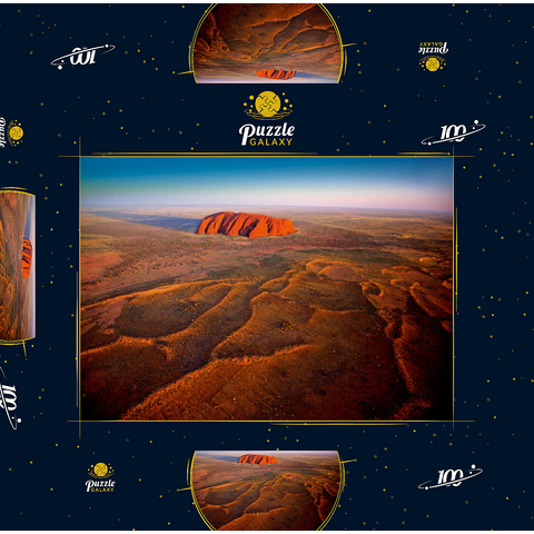 Luftaufnahme mit Blick zum Uluru, Uluru-Kata-Tjuta National Park, Northern Territory, Australien 100 Puzzle Schachtel 3D Modell