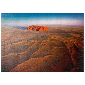 Darstellung des Puzzle Motivs Luftaufnahme mit Blick zum Uluru, Uluru-Kata-Tjuta National Park, Australien - Puzzleteile: 500