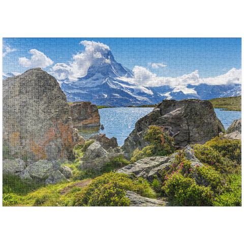 puzzleplate Bergsee Stellisee mit dem Matterhorn (4478m) 1000 Puzzle