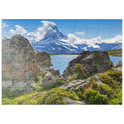 puzzleplate Bergsee Stellisee mit dem Matterhorn (4478m) 100 Puzzle