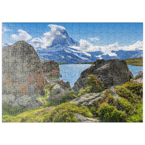 puzzleplate Bergsee Stellisee mit dem Matterhorn (4478m) 200 Puzzle