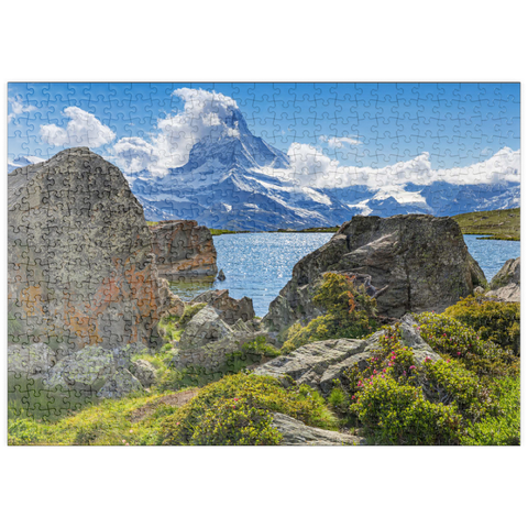 puzzleplate Bergsee Stellisee mit dem Matterhorn (4478m) 500 Puzzle
