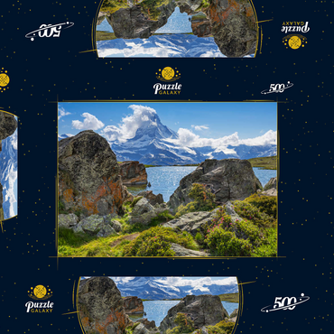 Bergsee Stellisee mit dem Matterhorn (4478m) 500 Puzzle Schachtel 3D Modell