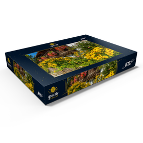 Darstellung des Puzzle Motivs Blumengeschmücktes Haus im Ortsteil Garmisch - Puzzleteile: 1000