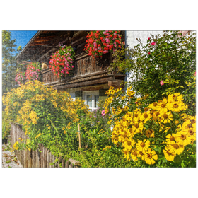Darstellung des Puzzle-Motivs Blumengeschmücktes Haus im Ortsteil Garmisch – Puzzleteile: 1000