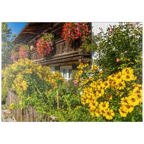 puzzleplate Blumengeschmücktes Haus im Ortsteil Garmisch 1000 Puzzle