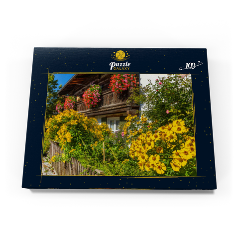 Blumengeschmücktes Haus im Ortsteil Garmisch 100 Puzzle Schachtel Ansicht3