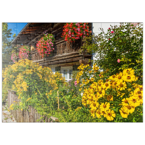 puzzleplate Blumengeschmücktes Haus im Ortsteil Garmisch 100 Puzzle