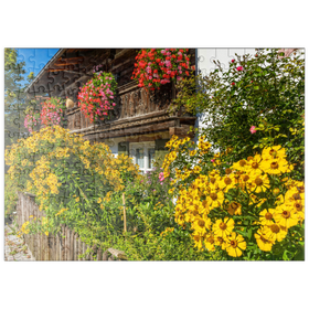 Darstellung des Puzzle-Motivs Blumengeschmücktes Haus im Ortsteil Garmisch – Puzzleteile: 200