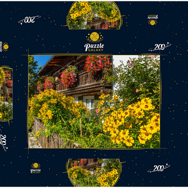 Blumengeschmücktes Haus im Ortsteil Garmisch 200 Puzzle Schachtel 3D Modell