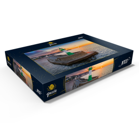 Alternative Darstellung des Puzzle-Motivs Leuchtturm bei Sonnenaufgang an der Hafenmole – Puzzleteile: 1000