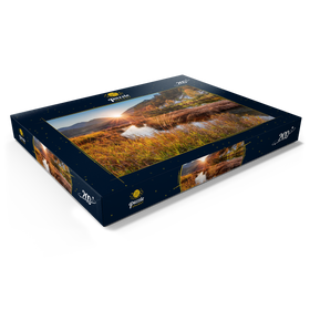 Darstellung des Puzzle Motivs Sonnenuntergang am Weitsee zwischen Ruhpolding und Reit im Winkl, Chiemgau, Oberbayern - Puzzleteile: 200