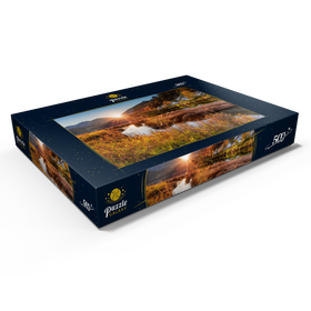 Darstellung des Puzzle Motivs Sonnenuntergang am Weitsee zwischen Ruhpolding und Reit im Winkl, Chiemgau, Oberbayern - Puzzleteile: 500