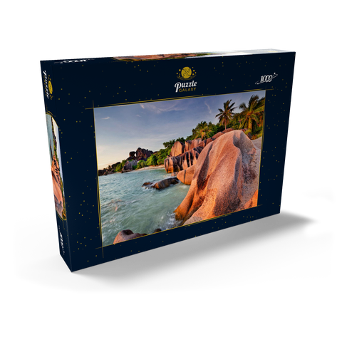 Granitfelsen am Strand Anse Source d' Argent, Insel La Digue, Seychellen 1000 Puzzle Schachtel Ansicht2