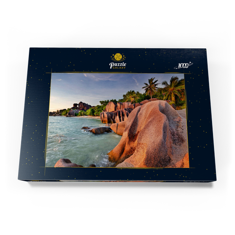 Granitfelsen am Strand Anse Source d' Argent, Insel La Digue, Seychellen 1000 Puzzle Schachtel Ansicht3