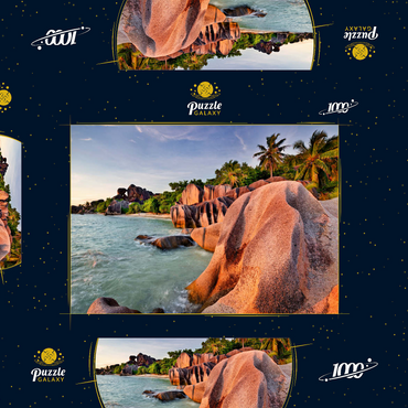 Granitfelsen am Strand Anse Source d' Argent, Insel La Digue, Seychellen 1000 Puzzle Schachtel 3D Modell