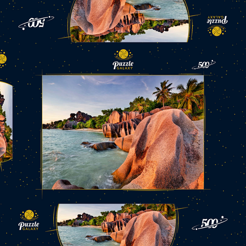 Granitfelsen am Strand Anse Source d' Argent, Insel La Digue, Seychellen 500 Puzzle Schachtel 3D Modell