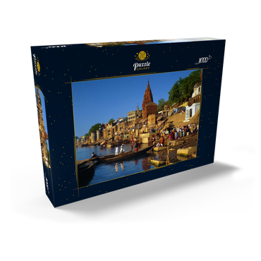 Heiliger Fluß Ganges mit Bade-Ghats in Varanasi, Uttah Pradesh, Indien 1000 Puzzle Schachtel Ansicht2