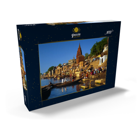 Heiliger Fluß Ganges mit Bade-Ghats in Varanasi, Uttah Pradesh, Indien 1000 Puzzle Schachtel Ansicht2