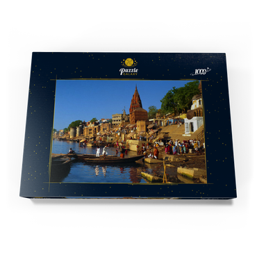 Heiliger Fluß Ganges mit Bade-Ghats in Varanasi, Uttah Pradesh, Indien 1000 Puzzle Schachtel Ansicht3