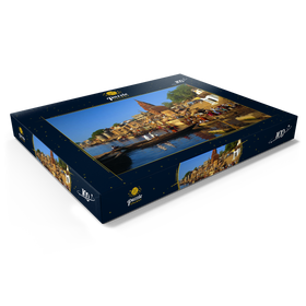 Darstellung des Puzzle Motivs Heiliger Fluß Ganges mit Bade-Ghats in Varanasi, Uttah Pradesh, Indien - Puzzleteile: 100