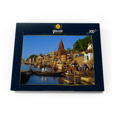 Heiliger Fluß Ganges mit Bade-Ghats in Varanasi, Uttah Pradesh, Indien 200 Puzzle Schachtel Ansicht3