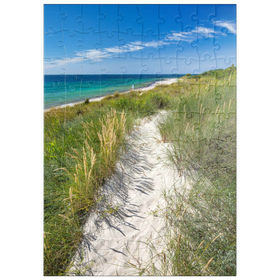 Darstellung des Puzzle Motivs Strand mit Sanddünen von Vester Sømarken bei Aakirkeby - Puzzleteile: 100