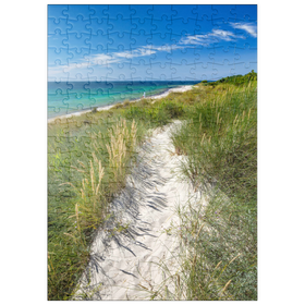 Darstellung des Puzzle-Motivs Strand mit Sanddünen von Vester Sømarken bei Aakirkeby – Puzzleteile: 200