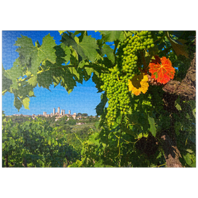 Darstellung des Puzzle Motivs Weinberg mit den Geschlechtertürmen von San Gimignano, Toskana - Puzzleteile: 1000