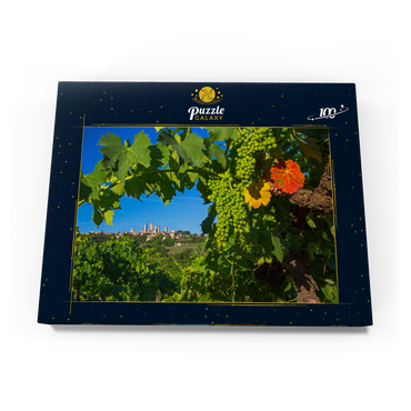 Weinberg mit den Geschlechtertürmen von San Gimignano, Provinz Siena, Toskana, Italien 100 Puzzle Schachtel Ansicht3