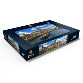 Alternative Darstellung des Puzzle-Motivs Schloss Christiansborg auf der Insel Slotsholmen am Holmenskanal, Kopenhagen, Dänemark – Puzzleteile: 1000