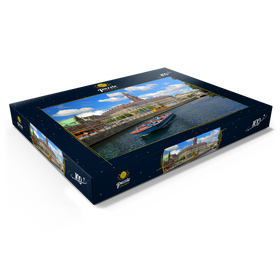 Darstellung des Puzzle Motivs Schloss Christiansborg auf der Insel Slotsholmen am Holmenskanal, Kopenhagen, Dänemark - Puzzleteile: 100