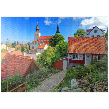 puzzleplate Altstadt mit Dom St. Maria, Visby, Gotland, Schweden 1000 Puzzle