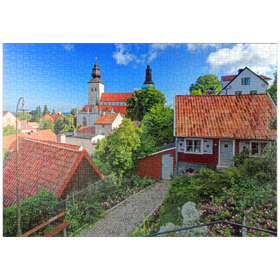 Darstellung des Puzzle Motivs Altstadt mit Dom St. Maria, Visby, Gotland, Schweden - Puzzleteile: 1000