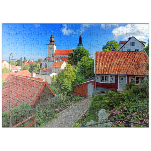 puzzleplate Altstadt mit Dom St. Maria, Visby, Gotland, Schweden 200 Puzzle