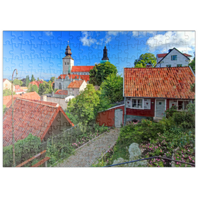 Darstellung des Puzzle Motivs Altstadt mit Dom St. Maria, Visby, Gotland, Schweden - Puzzleteile: 200
