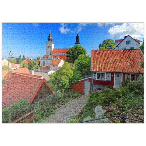 puzzleplate Altstadt mit Dom St. Maria, Visby, Gotland, Schweden 500 Puzzle