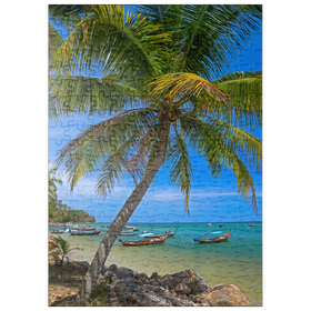 Darstellung des Puzzle Motivs Fischerboote am Strand von Bang Tao, Insel Phuket, Thailand - Puzzleteile: 200