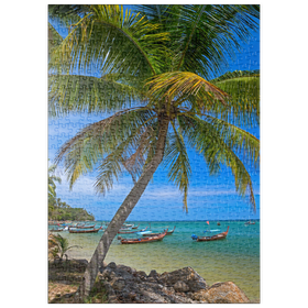 Darstellung des Puzzle Motivs Fischerboote am Strand von Bang Tao, Insel Phuket, Thailand - Puzzleteile: 500