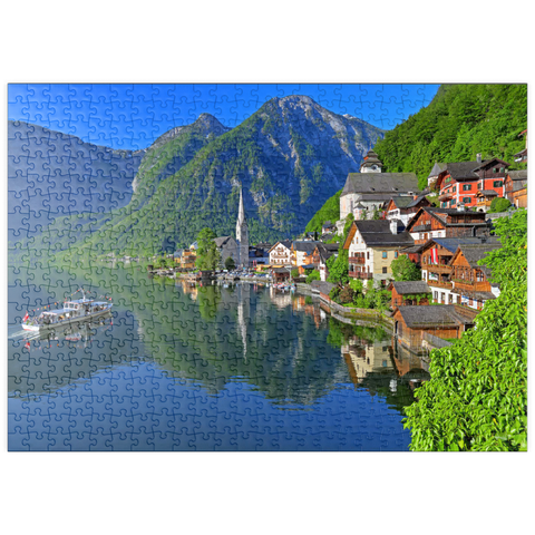 puzzleplate Hallstatt am Hallstättersee, Salzkammergut, Oberösterreich 500 Puzzle