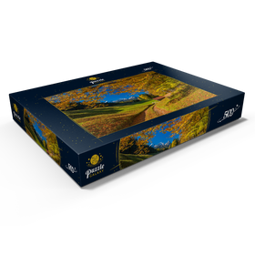 Darstellung des Puzzle Motivs Bei Wamberg mit Alpspitze , Zugspitze (2962m) und Waxenstein, Garmisch-Partenkirchen - Puzzleteile: 500